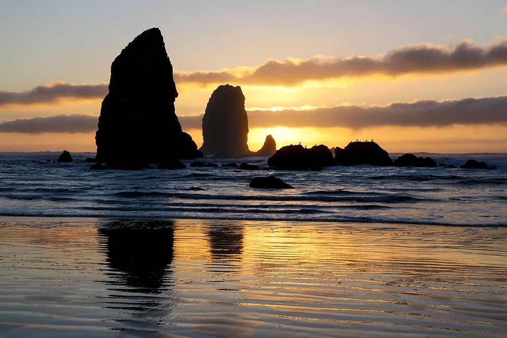 USA- Oregon. Cannon Beach and Haystack Rock at sunset art print by Darrell Gulin for $57.95 CAD