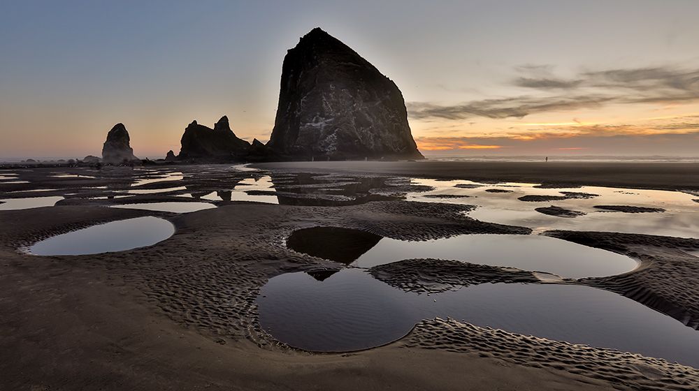 USA- Oregon. Cannon Beach with Haystack near sunset and low tide. art print by Darrell Gulin for $57.95 CAD