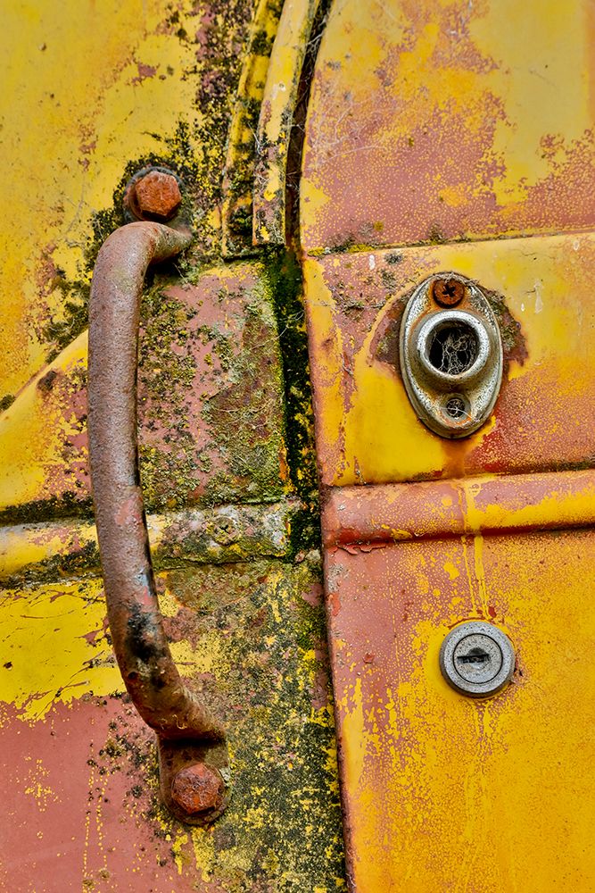 USA- Oregon- Tillamook. Close-up of old and rusted truck door handle art print by Darrell Gulin for $57.95 CAD