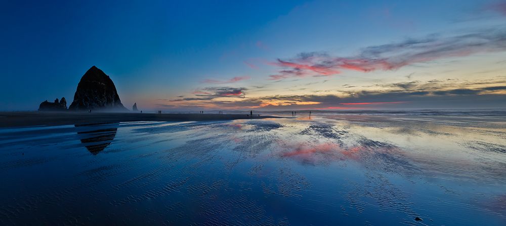 USA- Oregon. Cannon Beach and panorama of Haystack at sunset and low tide. art print by Darrell Gulin for $57.95 CAD