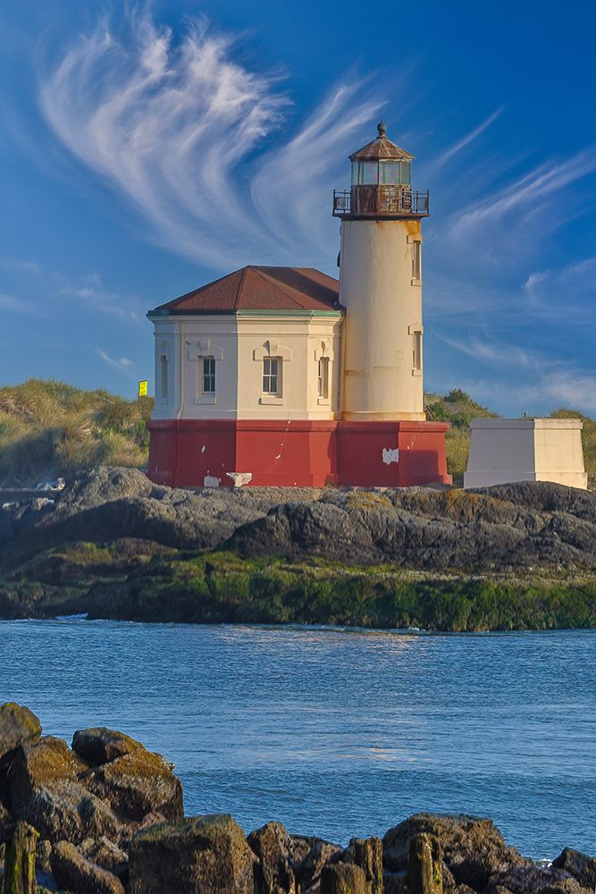 USA, Oregon, Bandon. Coquille River Lighthouse along the Pacific Coastline art print by Darrell Gulin for $57.95 CAD