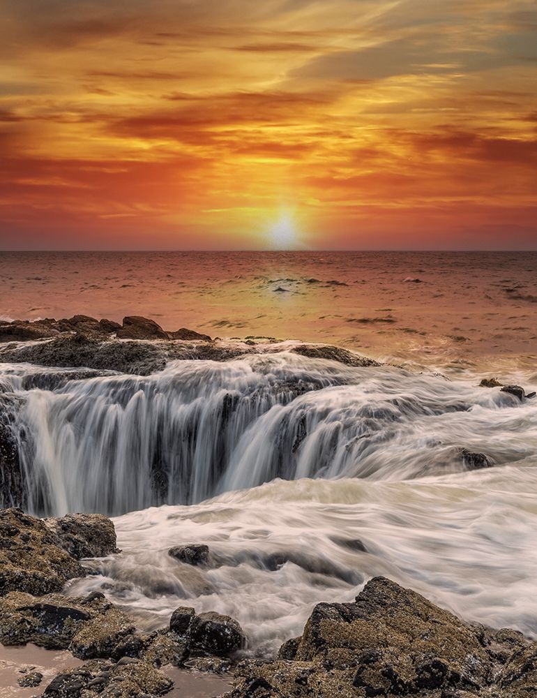 Usa-Oregon-Yachats Thors Well-Waves Crashing into Thors Well art print by Hollice Looney for $57.95 CAD