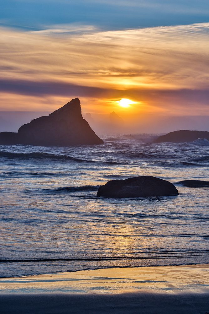 Usa-Oregon-Bandon Bandon Beach-Sunset at the Beach art print by Hollice Looney for $57.95 CAD