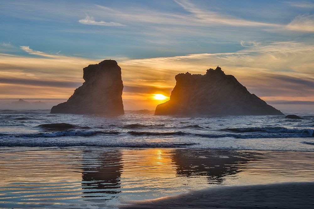 Usa-Oregon-Bandon Bandon Beach-Sunset at the Beach art print by Hollice Looney for $57.95 CAD