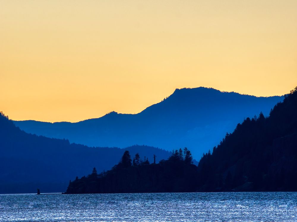 Oregon-Columbia River Gorge National Scenic Area-Columbia River and Gorge Peaks at sunset art print by Jamie and Judy Wild for $57.95 CAD