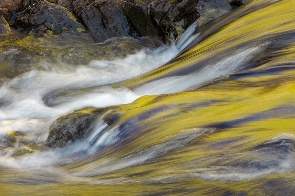 Spring foliage colors and sky reflecting on ripples on stream, Great Smoky Mountains NP, Tennessee art print by Adam Jones for $57.95 CAD