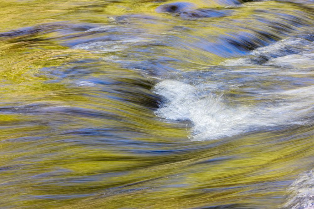 Spring foliage colors and sky reflecting on ripples on stream, Great Smoky Mountains NP, Tennessee art print by Adam Jones for $57.95 CAD