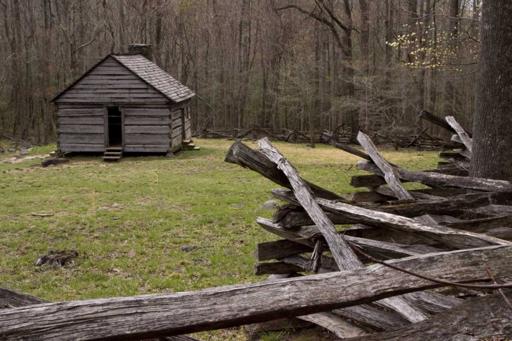 TN, Great Smoky Mts Abandoned cabin and fence art print by Wendy Kaveney for $57.95 CAD