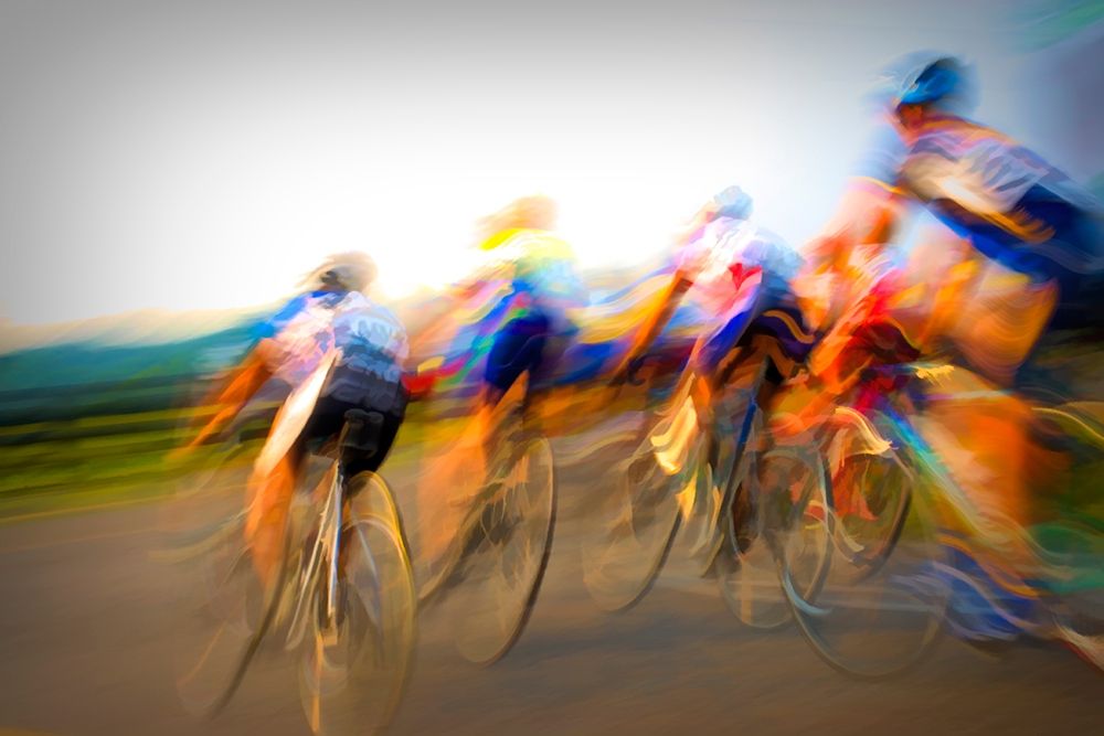 Tennessee Abstract of contestants in bicycle race art print by Jaynes Gallery for $57.95 CAD