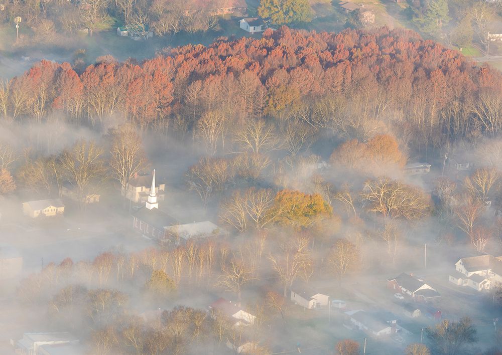 USA-Tennessee Church steeple rises above fog art print by Trish Drury for $57.95 CAD