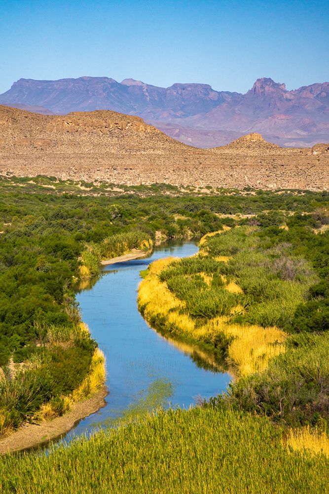 USA, Texas, Big Bend National Park. Chisos Mountains and Rio Grande River. art print by Jaynes Gallery for $57.95 CAD