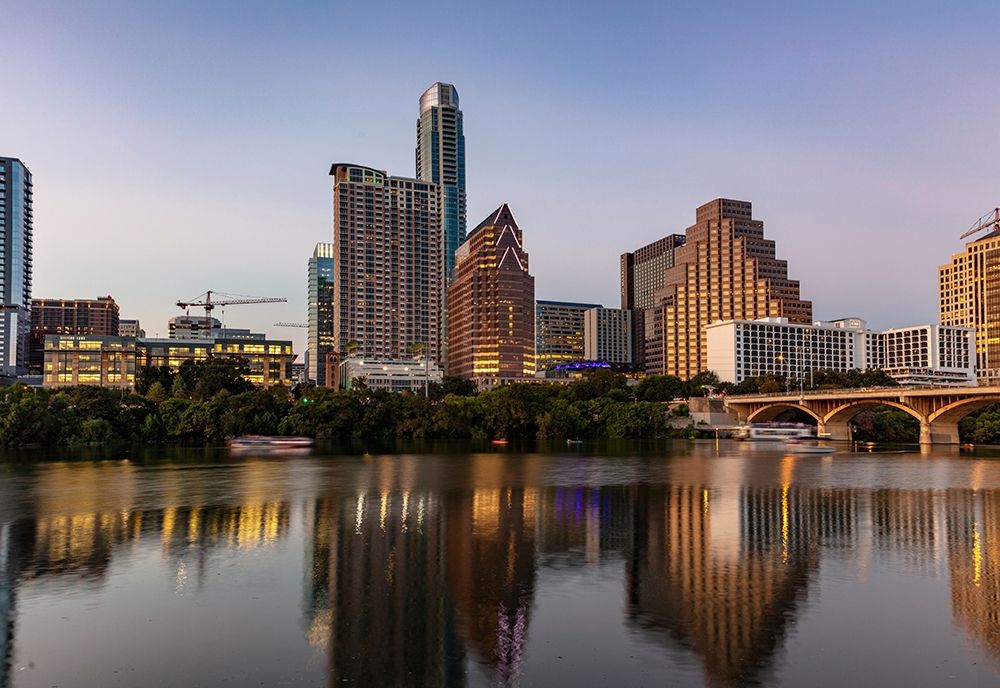 City skyline reflects in the Colorado River in Austin-Texas-USA art print by Chuck Haney for $57.95 CAD
