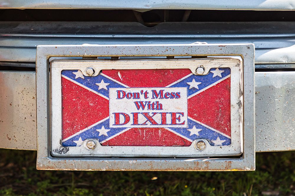 Marble Falls-Texas-USA-Decorative license plate with a Confederate flag-saying Dont Mess with Dixie art print by Emily Wilson for $57.95 CAD