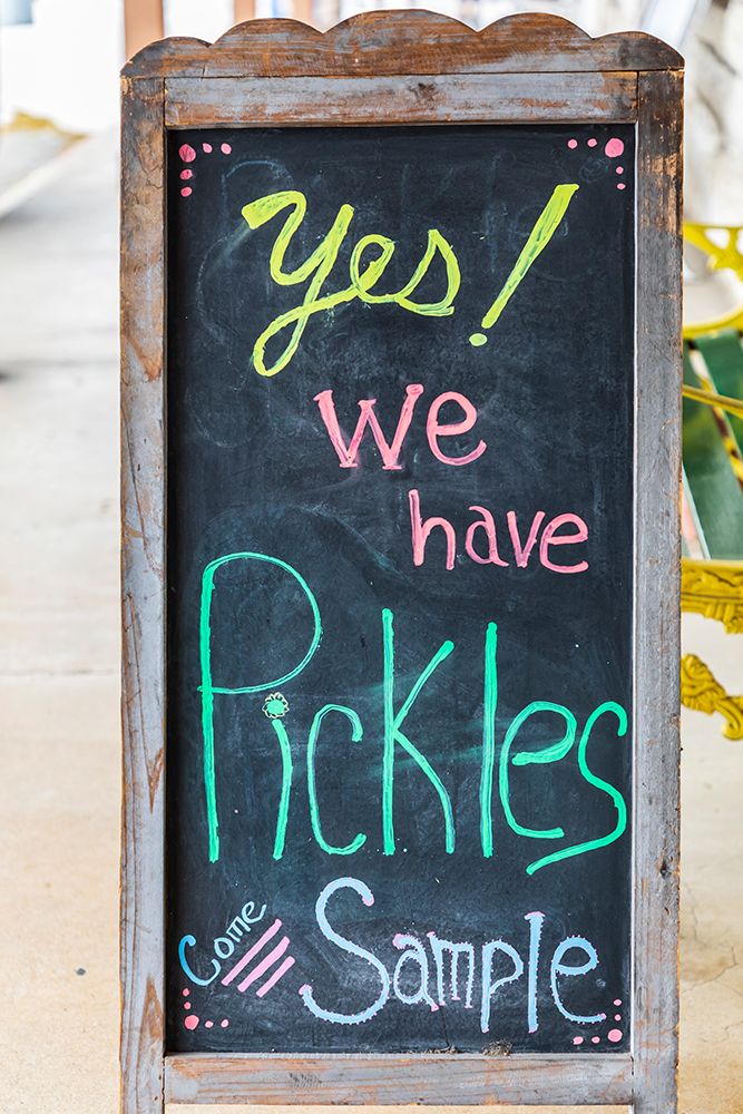 Bandera-Texas-USA-Chalkboard sign for pickles in the Texas Hill Country art print by Emily Wilson for $57.95 CAD