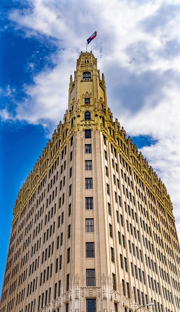 Emily Morgan West Hotel Texas Flag Next to Alamo-San Antonio-Texas Emily West-yellow Rose of Texas art print by William Perry for $57.95 CAD