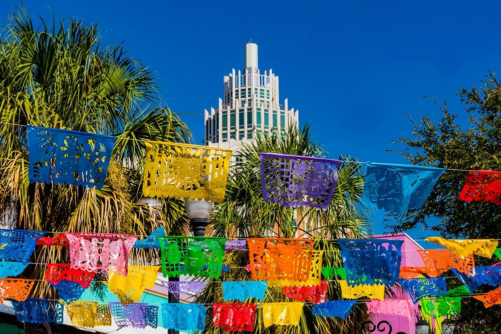 Mexican Market Square-Flags Symbols christmas paper decorations-San Antonio-Texas art print by William Perry for $57.95 CAD