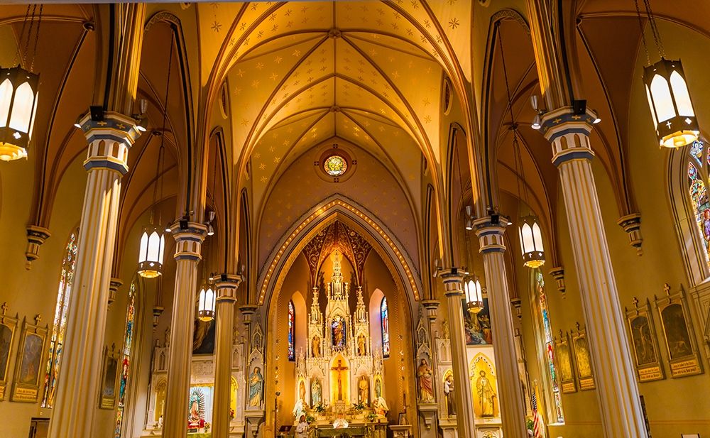 Basilica Stained glass Saint Joseph Catholic Church-San Antonio-Texas Built in 1871 art print by William Perry for $57.95 CAD