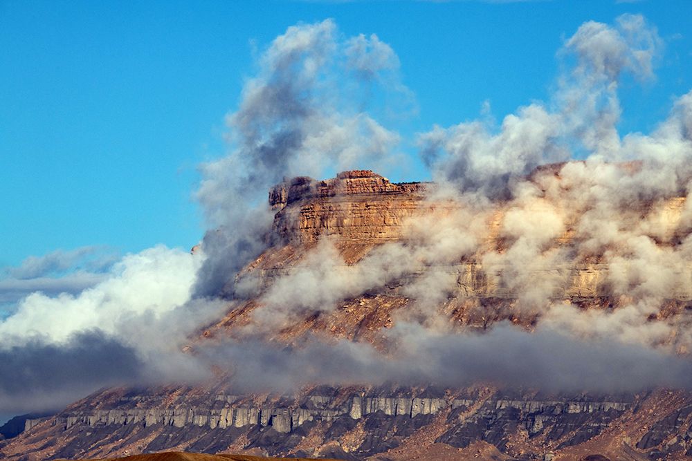 USA-Utah Green River-Cloud and Mist Shrouded Little Elliot Mesa art print by Bernard Friel for $57.95 CAD