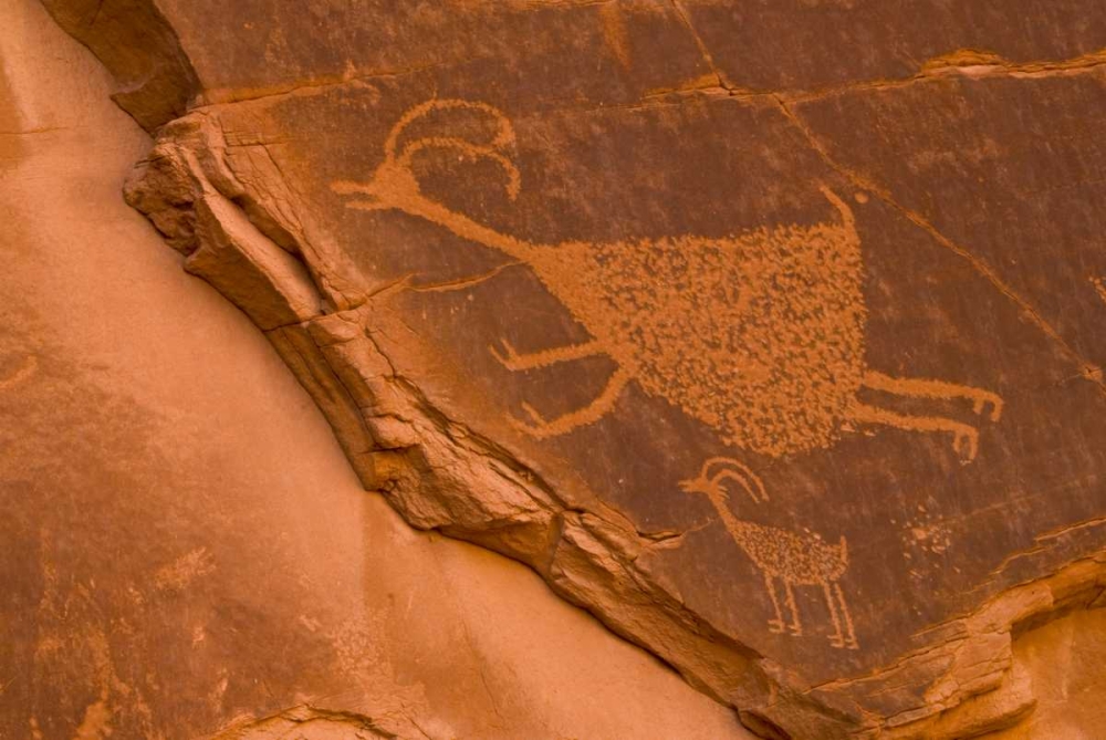 UT, Monument Valley NP Petroglyph etching art print by Jay OBrien for $57.95 CAD