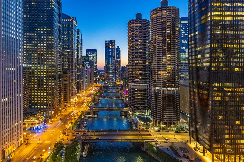 USA-Illinois-Chicago Downtown at twilight art print by Jaynes Gallery for $57.95 CAD