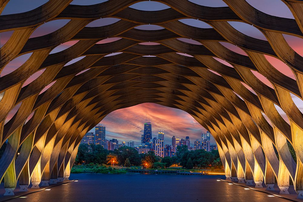 USA-Illinois-Chicago Downtown skyline seen through the Education Pavilion in Lincoln Park art print by Jaynes Gallery for $57.95 CAD