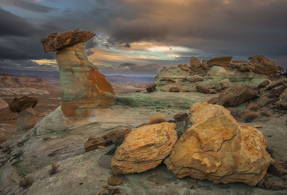 USA-Utah-Capital Reef National Park Cloudy sunrise on rock formations art print by Jaynes Gallery for $57.95 CAD