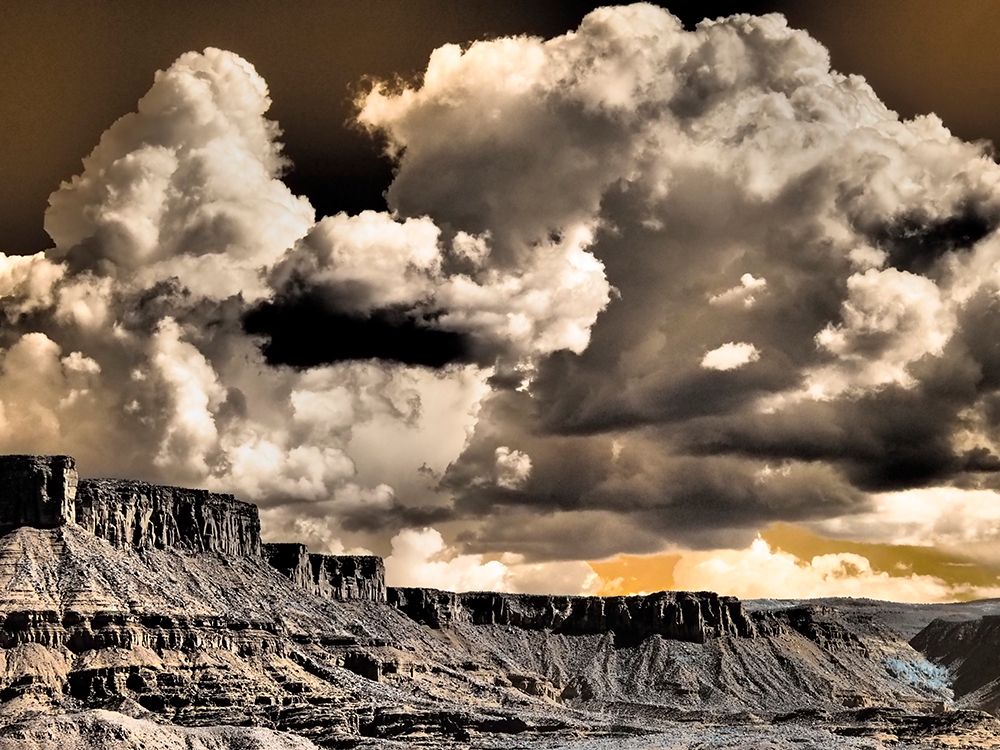 USA-Utah Infrared of Fisher Towers with large clouds art print by Terry Eggers for $57.95 CAD