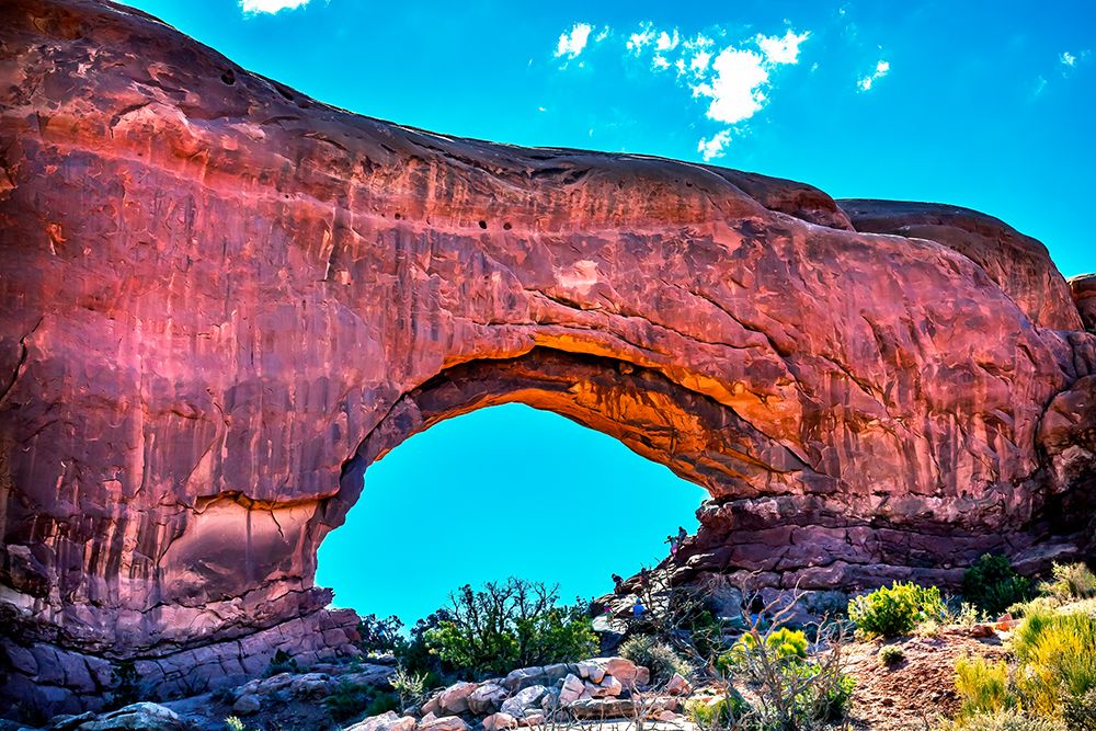 North window Arch Windows Section Arches National Park-Moab-Utah. Red canyon walls-blue skies. art print by William Perry for $57.95 CAD