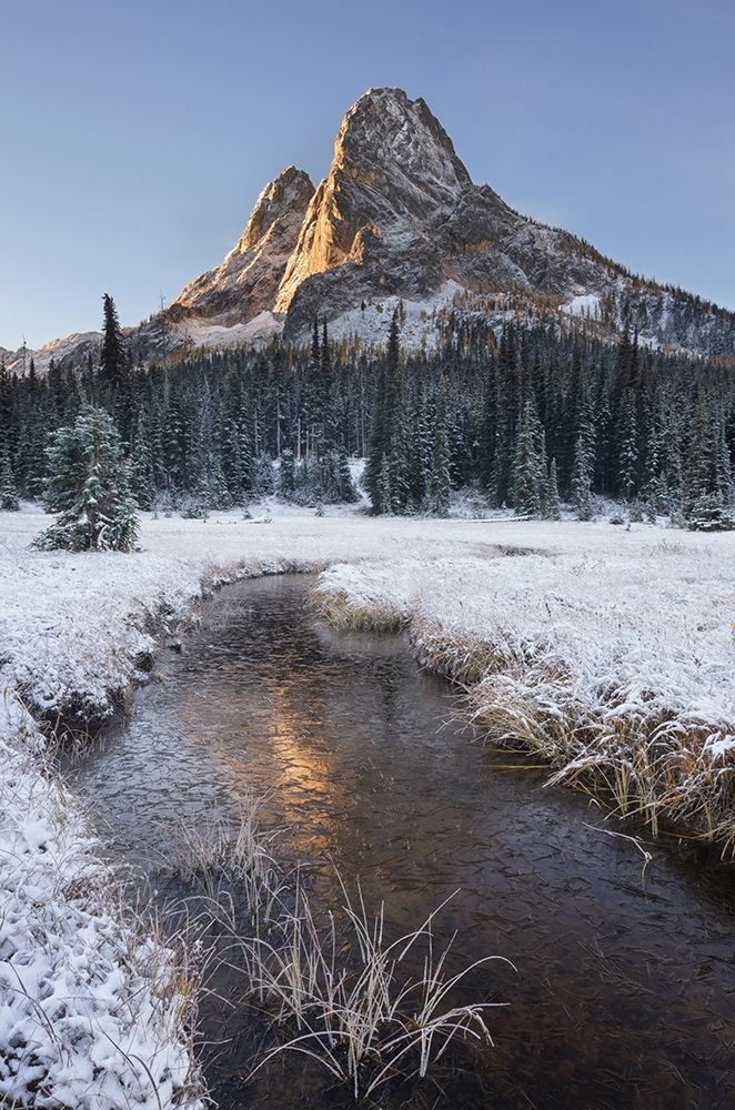 Fresh autumn snow on Liberty Bell Mountain and meadows of Washington State Pass art print by Alan Majchrowicz for $57.95 CAD