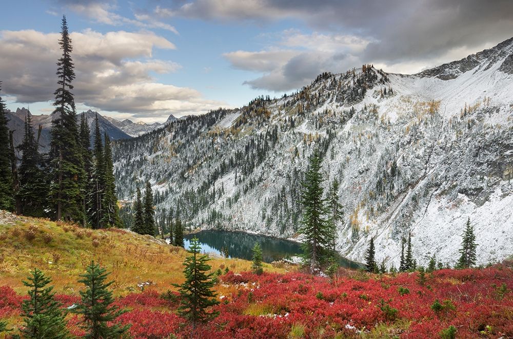 Lake Ann in autumn with fresh snowfall North Cascades-Washington State art print by Alan Majchrowicz for $57.95 CAD