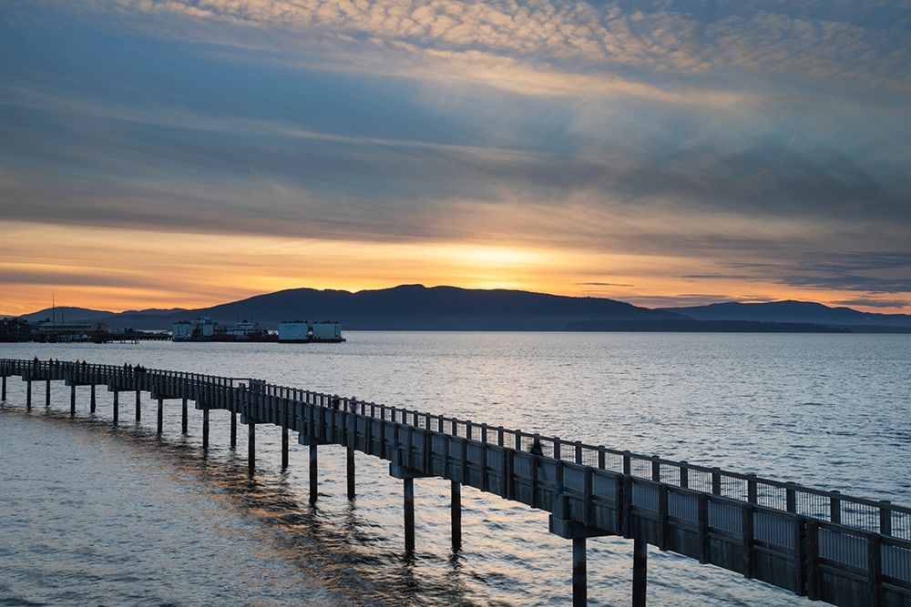 Taylor Dock Boardwalk at sunset-Boulevard Park-Bellingham-Washington State art print by Alan Majchrowicz for $57.95 CAD