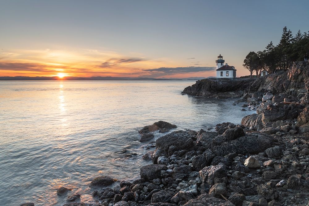 Lime Kiln Lighthouse at sunset-Lime Kiln Point State Park-San Juan Island-Washington State art print by Alan Majchrowicz for $57.95 CAD