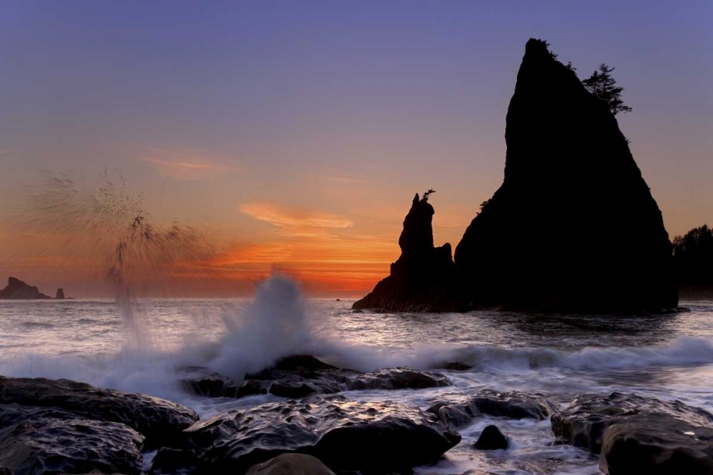 WA, Olympic NP Sea stack at Rialto Beach, sunset art print by Don Paulson for $57.95 CAD