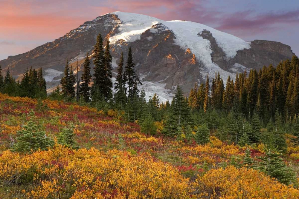 Washington Sunset over Mount Rainier and valley art print by Don Paulson for $57.95 CAD