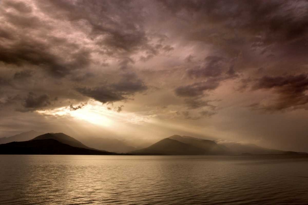 WA, Seabeck God rays shine through dark clouds art print by Don Paulson for $57.95 CAD