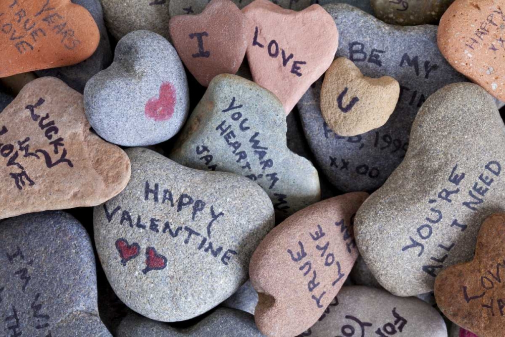 WA, Heart Rock collection with Valentine sayings art print by Don Paulson for $57.95 CAD