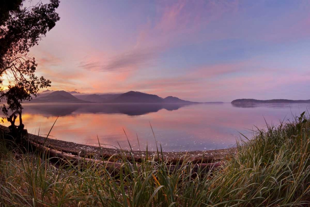 WA, Seabeck Fisheye view of sunset on Hood Canal art print by Don Paulson for $57.95 CAD