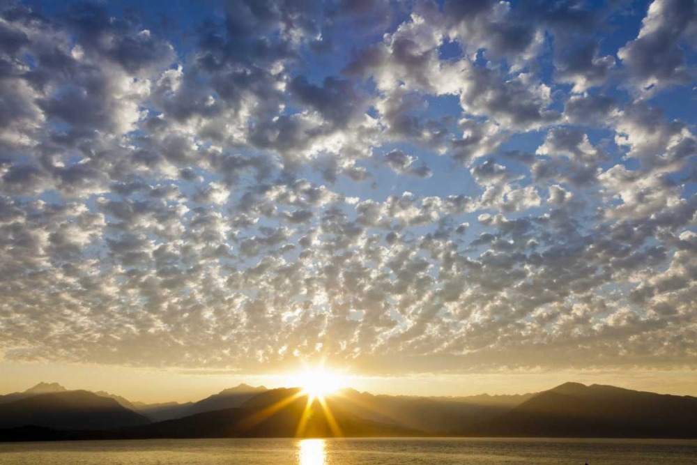 WA, Seabeck, Olympic Mts Sunset over Hood Canal art print by Don Paulson for $57.95 CAD