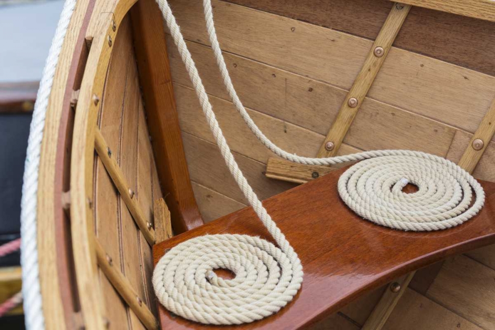 WA, Bainbridge Island, Coiled line in wooden boat art print by Don Paulson for $57.95 CAD