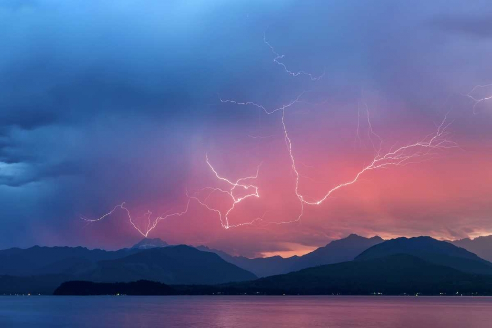 WA, Seabeck Lightning over Hood Canal art print by Don Paulson for $57.95 CAD