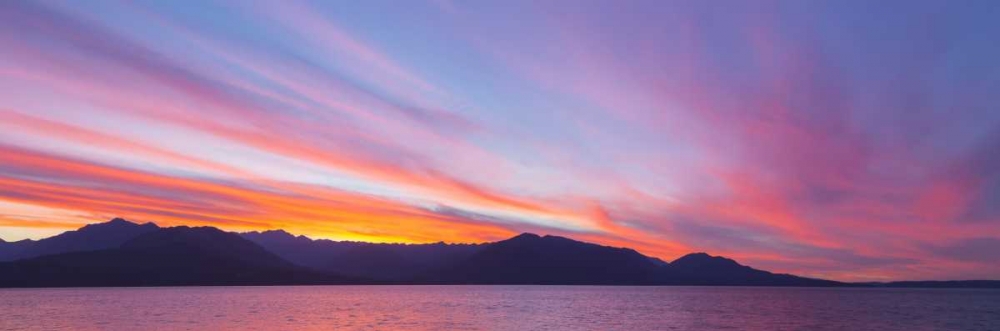 WA, Seabeck Sunset panoramic over the Olympic Mt art print by Don Paulson for $57.95 CAD