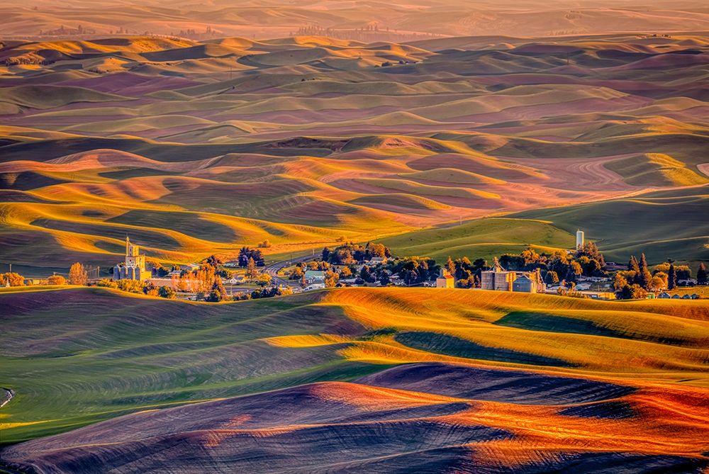 Washington State-Palouse Steptoe Village and farmland at sunset art print by Jaynes Gallery for $57.95 CAD