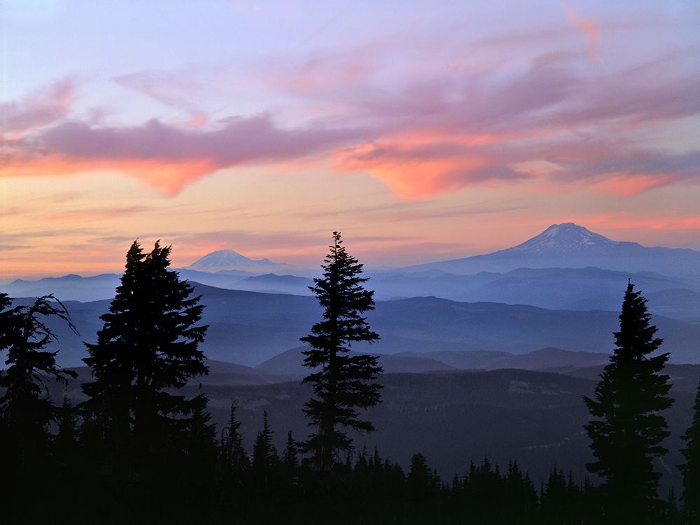 Washington State Sunset landscape with Mt Adams and Mt Rainier art print by Jaynes Gallery for $57.95 CAD