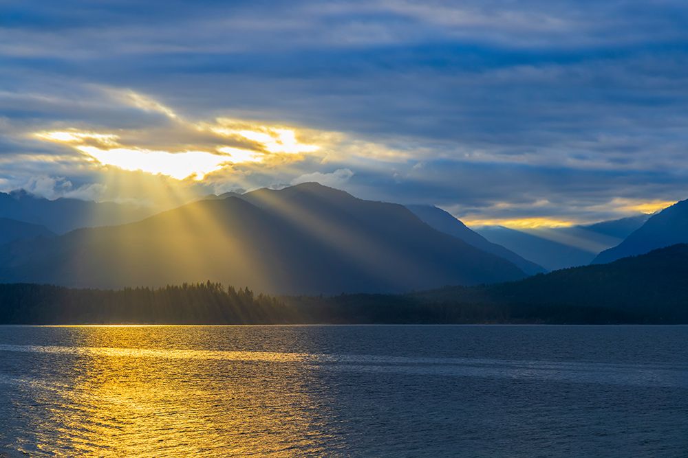 USA-Washington State-Seabeck Sunburst over Hood Canal and Olympic Mountains at sunset art print by Jaynes Gallery for $57.95 CAD