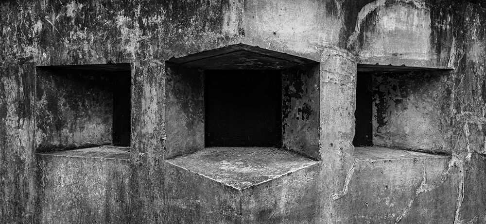USA-Washington State-Fort Flagler State Park Black and white detail of gun ports in wall art print by Jaynes Gallery for $57.95 CAD