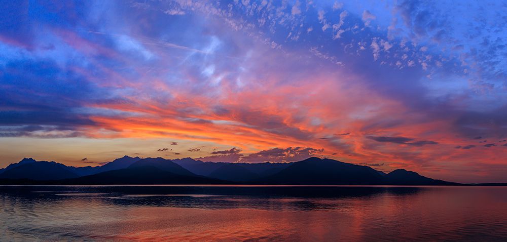 USA-Washington-Seabeck. Sunset panoramic of Hood Canal and Olympic Mountains. art print by Jaynes Gallery for $57.95 CAD