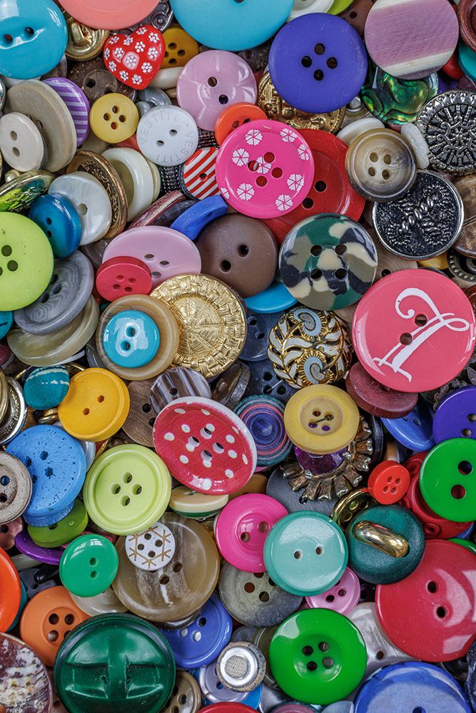 Close-up of variety of colorful buttons art print by Jaynes Gallery for $57.95 CAD