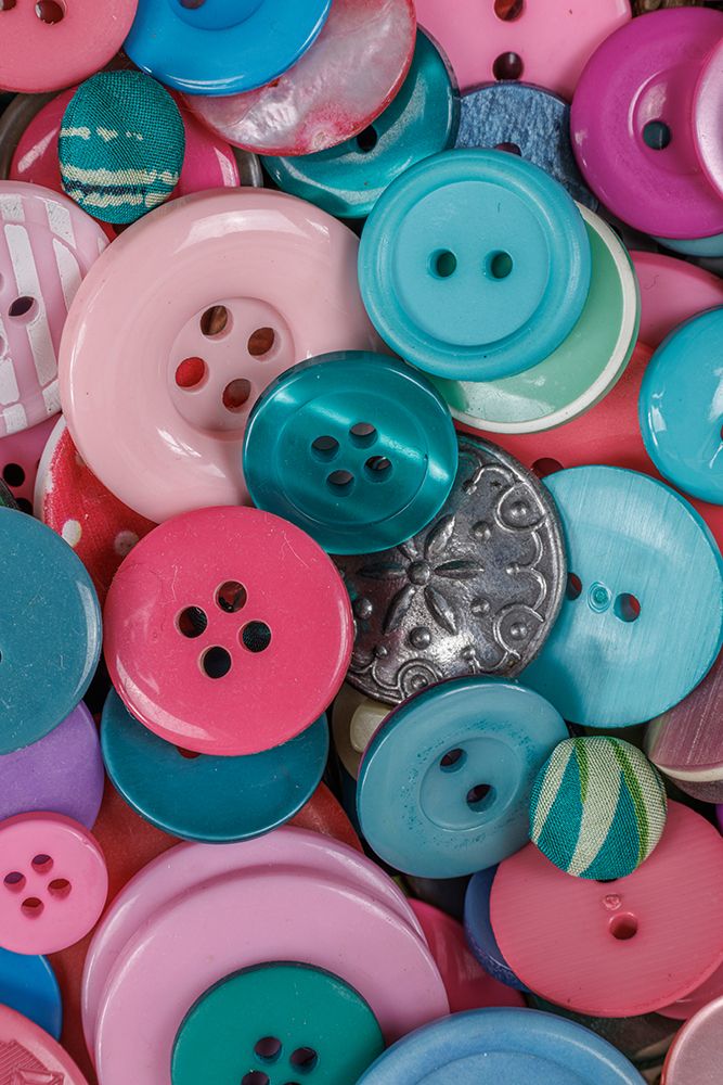 Close-up of variety of colorful buttons art print by Jaynes Gallery for $57.95 CAD