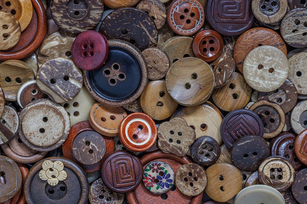 Close-up of variety of buttons art print by Jaynes Gallery for $57.95 CAD