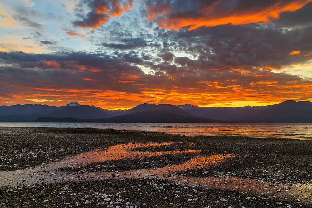 USA, Washington State, Seabeck. Vivid sunset over Hood Canal and Olympic Mountains. art print by Jaynes Gallery for $57.95 CAD